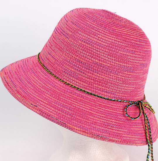 Braid hat with tie trim pink Style: H/4239